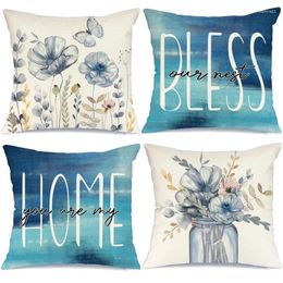 Pillow Case 18 X Set Of 4 Spring Covers Decorations Farmhouse Throw Pillows Home Decor Sofa Couch Cushion Cases