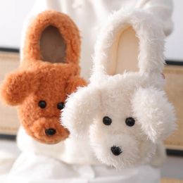 Slippers Kidmi Cute Dog Plush Fur Shoes For Women Winter Lovely Home Fluffy Slippers Female Indoor Warm Furry House Shoes With Animal