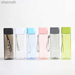 Water Bottles Square Water Bottle BPA Free Sport Water Gourds Water Jug with Lifting Rope Candy Colour Cute Water Bottle Leak Proof Gym Bottle yq240320