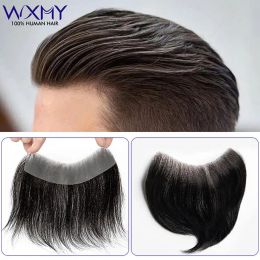 Bangs Bangs Realistic Front Hairline Thin skin Base Toupee Men V Style Front Natural Human Hair Men's Forehead Hairline Male Replacement