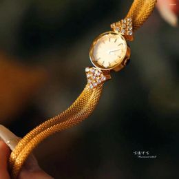 Wristwatches 2024 Women's Watch Middle Ancient Style Set With Diamond Luxury Noble Gold As A Gift For Lovers