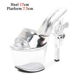 Dress Shoes Shuzumiao Sexy Gun Heel Slippers Women Patent Leather 2021 Summer New Outside Slides Transparent Platform High Heels0Z14 H240321