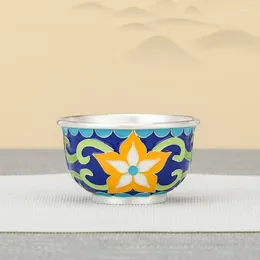 Tea Cups Sterling Silver 999 Cup Handmade Cloisonne Chinese Old-fashioned Kung Fu Pure Small