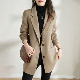 Women's Suits Hepburn Style Woolen Coat Women Medium Length 2024 Autumn Winter High-end Temperament Suit Collar Trend