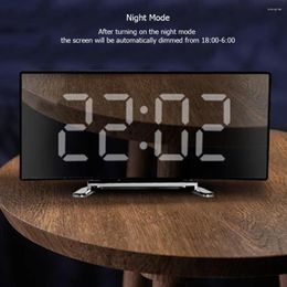 Table Clocks Creative LED Curved Screen Mirror Alarm Clock USB Charging/Battery Powered Digital Mute Desk For Bedroom