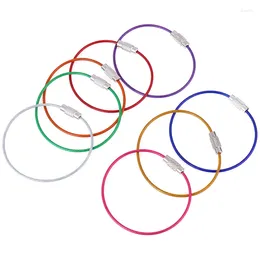 Keychains 10pcs Stainless Steel Wire Keychain Ring Key Keyring Circle Rope Cable Loop Outdoor Camp Luggage Tag Screw Lock Gadget 1.5 150mm