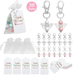 Party Favour 30Set DIY Angel Keychain Wedding Baptism Keepsake Wings Pendant Baby Shower Gifts Packaging Bag Home Decor