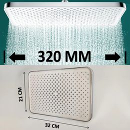 320mm Big Panel Large Flow Supercharge Rainfall Ceiling Mounted Shower Head Sliver High Pressure Abs Thicken Bathroom 240314