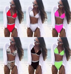 New Flash bandage bikini sexy ladies swimwear hard cup Halter swimsuits two piece high waist bathing suit for women317v6629018