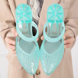 Sandals FHANCHU 2022 New Women Beach Shoes,Crystal Sandals,Jelly Summer Heels,Pointed Toe,Two Wearings,Blue,Purple,Pink,Green,Dropship