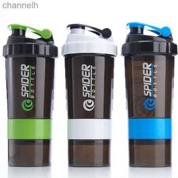 Water Bottles 3 Layer Sports Shaker Bottle Protein Shaker Cup Sports Protein Powder Container Water Bottles Shaker Fitness Milkshake Cup 550ML yq240320