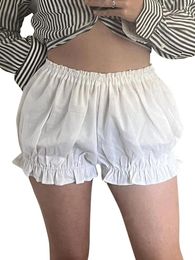 Women's Shorts Women S Summer Casual Bloomer Solid Color Elastic Band Ruched Beach Streetwear Ruffle Bloomers