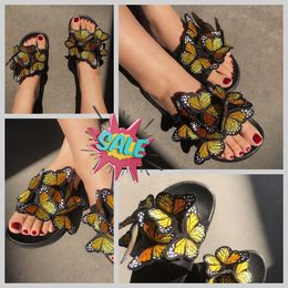 2024 Women Summer Craft Embroidered Three Dimensional Butterfly Slippers GAI sandals easy matching Unique Design embroidery minority new fashion size36-41