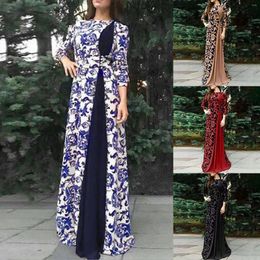 Casual Dresses Retro Floral Long Abaya Dress For Women Dubai Luxury 2024 Muslim Clothes Islamic Evening Femme