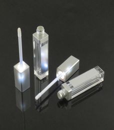 7ML LED Empty Lip Gloss Tubes Square Clear Lipgloss Refillable Bottles Container Plastic Makeup Packaging with Mirror and Light DH6147471