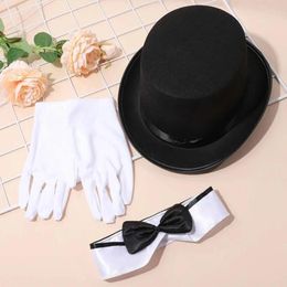 Berets Magicians Hat Short-Brims Bowtie Glove Set For Women Men Costume Unisex Wear Classical