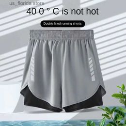 Men's Shorts American sports shorts for mens running quick drying ice silk lining for training fitness basketball and shorts for summer Y240320