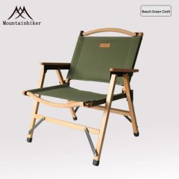 Furnishings Mountainhiker Outdoor Chair Camping Folding Portable Backrest Chair Camping Leisure Faux Wood Armrest Fishing Garden Chair