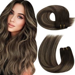 Weft Moresoo Sew in Bundles Human Hair Wefts Hair Blonde Hair For Women Natural Straight 100G Brazilian Remy Hair Weaving Weft