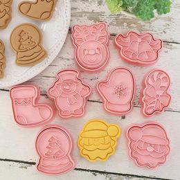 Baking Moulds 2024 8 Pcs/Set DIY Cartoon Biscuit Mould Christmas Cookie Cutters ABS Plastic Tools Cake Decorating