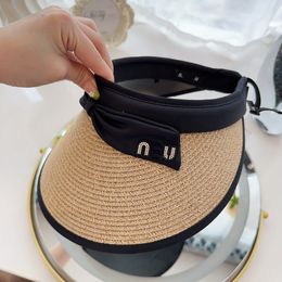 Designer Straw Hats Boeknot Visors For Travel Letter Design Adjustable Hats Women's Empty Hats Beach