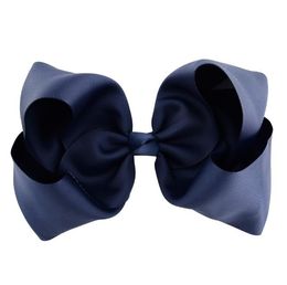 Solid Color Grosgrain Ribbon Hair Bow 8inch Handmade Hairlips For Kids Girls Hairgrips Hair Accessories