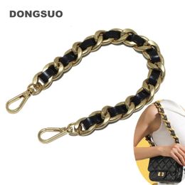 Aluminum chain bag silver gold genuine leather woven metal chain 20mm Designer handbag purse replacement Accessories Hardware 240305