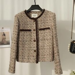 Women's Jackets Spring Outwear Wool Tweed Cropped Jacket 2024 French Small Fragrant Classic Lace Round Neck Women Short Coat