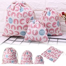 Storage Bags String Drawstring Cotton Linen Tote Bag For Underwear Toy Gift
