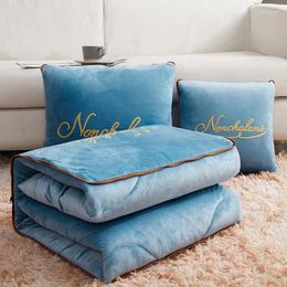 Pillow Winter 2 In 1 Travel Car Sofa Waist Embroidered Blanket Quilt Folding Mat