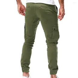 Men's Pants Soft Touch Work Ankle-banded Cargo With Multi Pockets Drawstring Elastic Waist Breathable For Comfortable