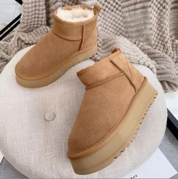 2023 Ultra Mini Boot Designer Womans Platform Snow Boots Australia Fur Warm Shoes Real Leather Chestnut Ankle Fluffy Booties For Women 001