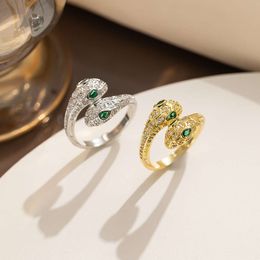 Micro Inlaid Zircon Double Headed Snake Shaped Ring