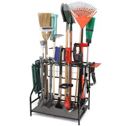 WEYIMILA Organiser Garage, Yard Storage, Rack, for Shed Home Outdoor, Up to 58 Long-handled Tools, Garden Tool Stand, Heavy Duty Steel, Black