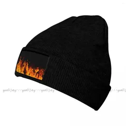 Berets Beanies Knitted Hat Winter Knitting Thick Fire Flame Warm Bonnet Cap
