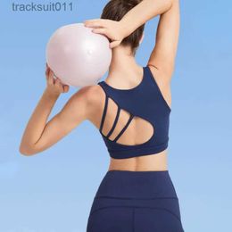 Active Underwear Comfortable backless yoga bra chest pad running sports bra gym top womens elastic pull-up underwear womens tank top fitness tank topC24320