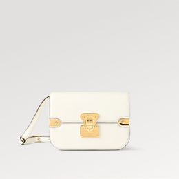 Explosão quente feminino Orsay MM M23654 Couro de couro branco Bolso plano traseiro externo Fecho de aba N-Lock Bolso plano frontal interno Hardware dourado