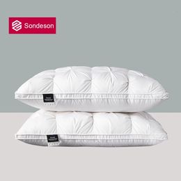 Sondeson Luxury White Goose Down Pillows Downproof King Queen 100% Cotton Bedding 3D Style Rectangle Pillow For You Lover Gift 240304