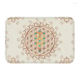 Carpets Flower Of Life Doormat Non-Slip Entrance Bathroom Kitchen Floor Door Mats Sephiroth Sacred Geometry Mandala Toilet Carpet Rug