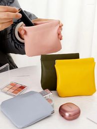 Storage Bags 8/10/12cm Mini Pu Bag Solid Colour Automatic Closing Portable Travel Cosmetic Lipstick Jewellery Earphones Organiser Pouch