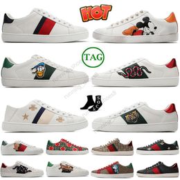 Original Men Women Casual Shoes Bee Sneaker Low Classical Shoe Sports Trainers Snake Tiger Embroidered White Green Stripes Ace Sneakers Outdoor Big Size 12