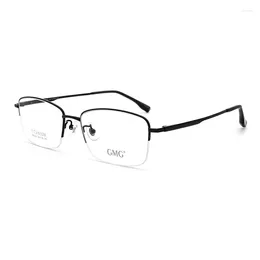 Sunglasses Frames Simple Temple Spectacles Business Ip Plating Pure Titanium Optical Frame Super Light Glasses Half Rim Eyewear Men