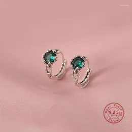 Stud Earrings European Elegant Emerald Zircon For Women 925 Sterling Silver Luxury Retro Mother's Day Gift Jewellery