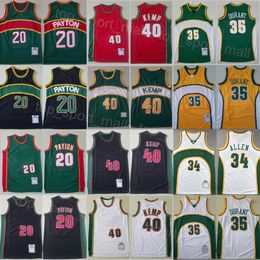 Mens Basketball Vintage Gary Payton Jersey 20 Throwback Kevin Durant 35 Shawn Kemp 40 Shirt Team Red blue White Black Color Retro All Stitched Wear For Sport Fans