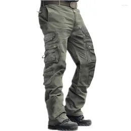 Men's Pants Workwear Autumn And Winter Casual Versatile Solid Colour Multi Pocket Straight Tube Fabric