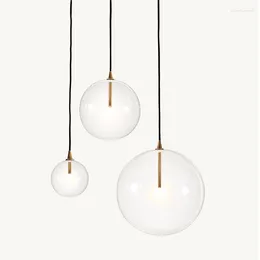 Chandeliers Nordic Restaurant Glass Chandelier Single Head Transparent Creative Personality Postmodern Minimalist Ball Small