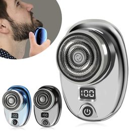 Portable Electric Shaver Pocket Razor For Men Mini Beard LCD Power Display TypeC Rechargeable Wet Dry Use 240314