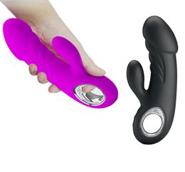 Pretty Love Dual Motors USB Waterproof Vibrating Rabbit Gspot Vibrator Vagina Clitoris Stimulation Dildo Massager W Pull Ring MX11218236