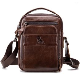 Bag Genuine Cow Leather Messenger Bags Vintage Crossbody For Men Shoulder Male Small Flap Business Top-handle Handbags