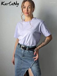 Women's T Shirts KarSaNy Oversize Shirt Women Cotton Solid Short Sleeve Top And Tees Summer Loose Gray White T-shirt 2024